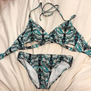 blue designed swimsuit